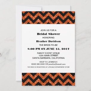 Oranje Chevron Glitter Vrijgezellenfeest Invite Kaart