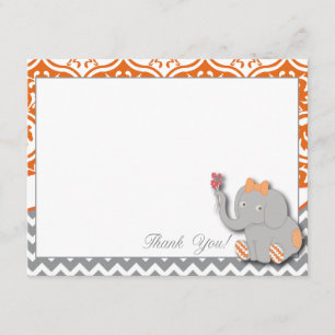 Oranje & Chevron Gray Hartelijk dank Bedankkaart
