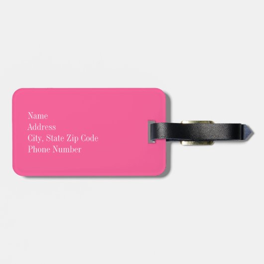 Oranje Chevron met roze monogram Bagagelabel (Achterkant horizontaal)