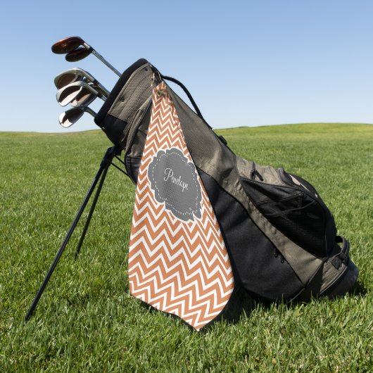 Oranje Chevron Persoonlijk Golfhanddoek (Groen)