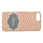 Oranje Chevron Persoonlijke iPhone Case (Achterkant (Horizontaal))