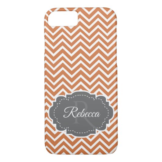 Oranje Chevron Persoonlijke iPhone Case (Achterkant)
