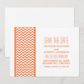Oranje Chevron Rand Save the Date Uitnodiging (Voorkant / Achterkant)