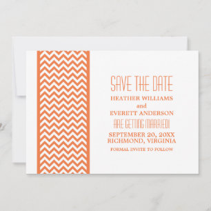 Oranje Chevron Rand Save the Date Uitnodiging