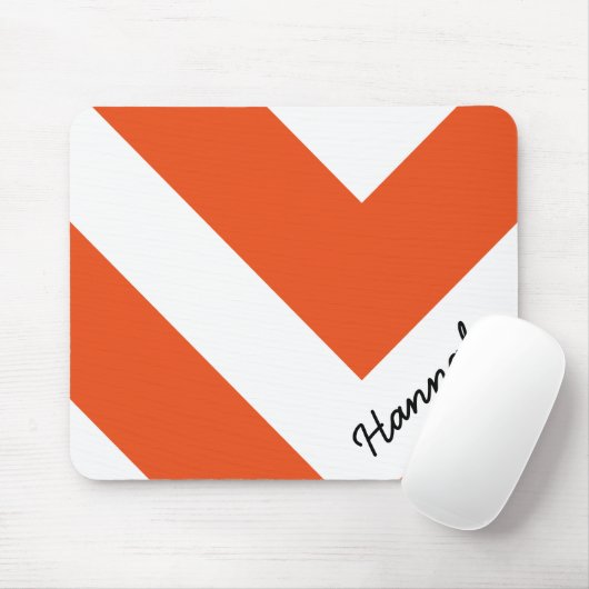 Oranje Chevron Stripes met monogram Muismat (Met muis)