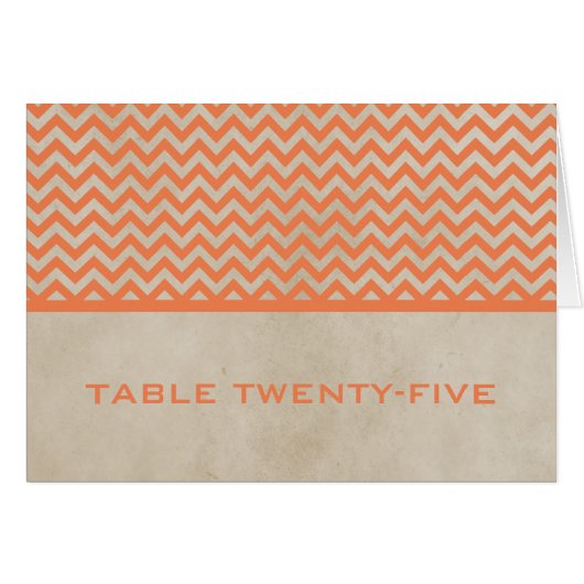 Oranje Chevron Table Number Kaart (Voorkant Horizontaal)