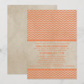 Oranje Chevron Wedding Invite Kaart (Voorkant / Achterkant)