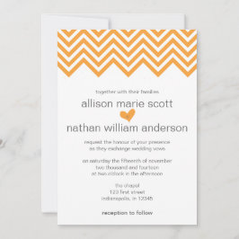 Oranje Chevron Wedding Uitnodiging