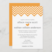 Oranje Chevron Wedding Uitnodiging (Voorkant / Achterkant)
