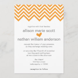 Oranje Chevron Wedding Uitnodiging