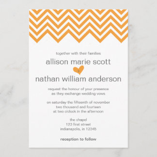 Oranje Chevron Wedding Uitnodiging