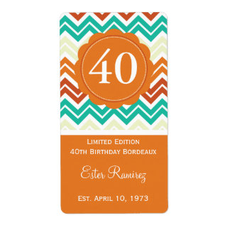 Oranje Chevron wijnlabel (375 ml) Etiket