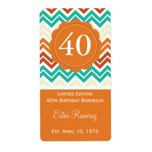 Oranje Chevron wijnlabel (375 ml) Etiket (Voorkant)