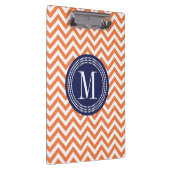 Oranje Chevron Zigzag Gepersonaliseerd Monogram Klembord (Rechts)