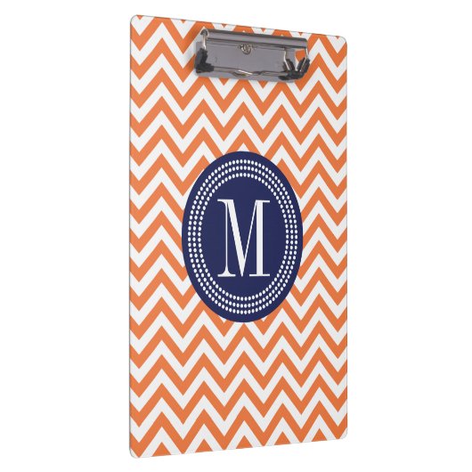 Oranje Chevron Zigzag Gepersonaliseerd Monogram Klembord (Rechts)