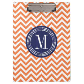 Oranje Chevron Zigzag Gepersonaliseerd Monogram Klembord (Voorkant)