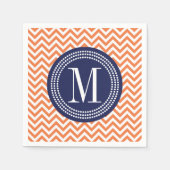 Oranje Chevron Zigzag Gepersonaliseerd Monogram Servetten (Voorkant)