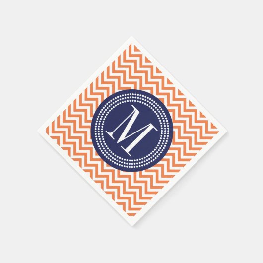 Oranje Chevron Zigzag Gepersonaliseerd Monogram Servetten (Hoek)