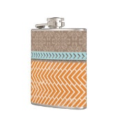 Oranje Chevrons Tan Blue Hip Flask Heupfles (Links)