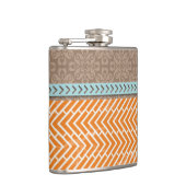 Oranje Chevrons Tan Blue Hip Flask Heupfles (Rechts)