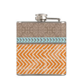 Oranje Chevrons Tan Blue Hip Flask Heupfles (Achterkant)