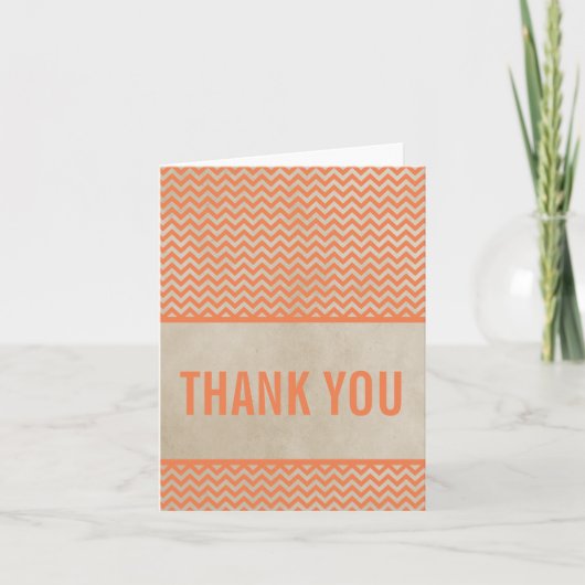 Oranje Chic Chevron Dankkaart Bedankkaart (Voorkant)