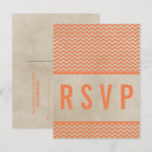Oranje Chic Chevron RSVP Briefkaart (Voorkant / Achterkant)