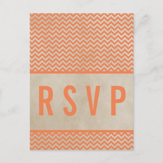 Oranje Chic Chevron RSVP Briefkaart (Voorkant)