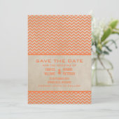 Oranje Chic Chevron sparen de Datum uitnodigen Save The Date (Staand voorkant)
