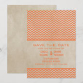 Oranje Chic Chevron sparen de Datum uitnodigen Save The Date (Voorkant / Achterkant)