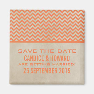 Oranje Chic Chevron sparen de Magnet van de Datum