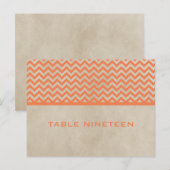 Oranje Chic Chevron Table Number Briefkaart (Voorkant / Achterkant)