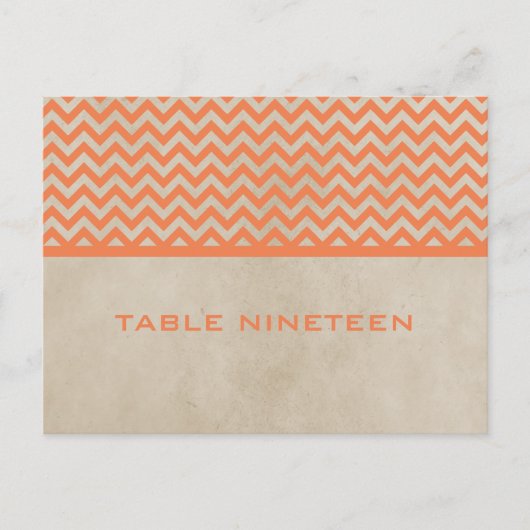 Oranje Chic Chevron Table Number Briefkaart (Voorkant)