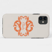 Oranje Chic Damask BT iPhone 5 Hoesje (Achterkant (horizontaal))