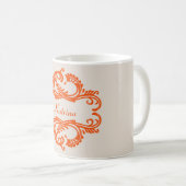 Oranje Chic Damask Mok (Voorkant rechts)