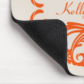 Oranje Chic Damask Mousepad Muismat (Hoek)