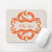 Oranje Chic Damask Mousepad Muismat (Met muis)