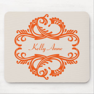 Oranje Chic Damask Mousepad Muismat