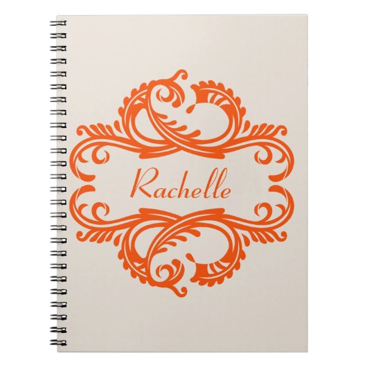 Oranje Chic Damask Notitieboek (Voorkant)