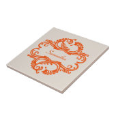 Oranje Chic Damask Tegel Tegeltje (Zijkant)