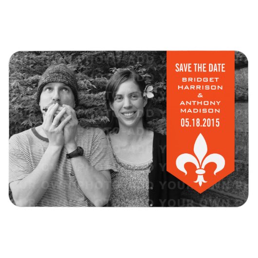 Oranje Chic Flourish Banner sparen de Magnet van d Magneet (Horizontaal)