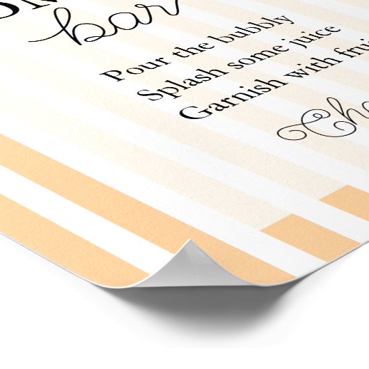 Oranje Chic Tennis Baby shower Momosa Bar Sign Poster (Hoek)