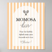 Oranje Chic Tennis Baby shower Momosa Bar Sign Poster (Voorkant)