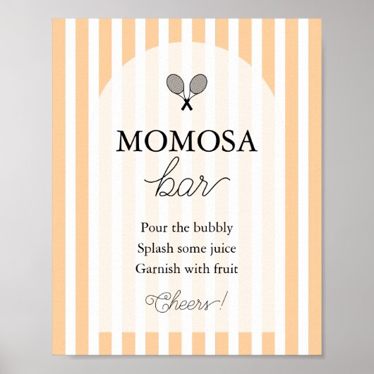Oranje Chic Tennis Baby shower Momosa Bar Sign Poster (Voorkant)