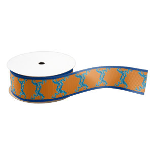 Oranje Chinese blauwe dragons Grosgrain Lint