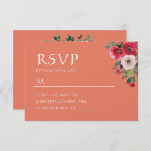 Oranje Chinese bruiloft RSVP (Voorkant / Achterkant)