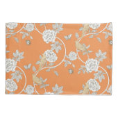 Oranje Chinoiserie Bloemen en Vogels Kussensloop (Achterkant)