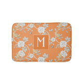 Oranje Chinoiserie Floral Monogram Badmat (Voorkant)