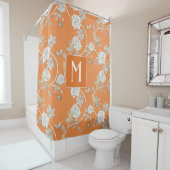 Oranje Chinoiserie Floral Monogram Douchegordijn (In situ)