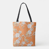 Oranje Chinoiserie Floral Monogram Tote Bag (Achterkant)